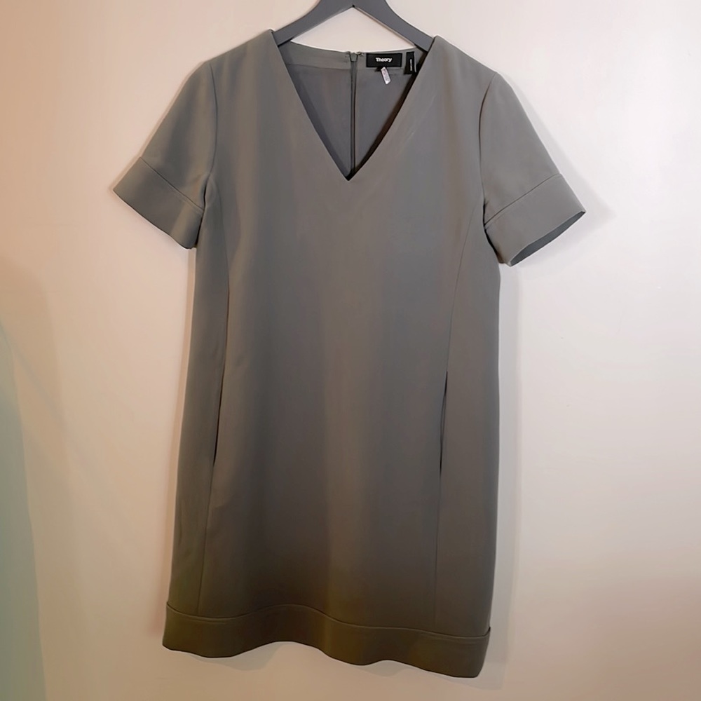 Theory 2 Pocket, V-Neck, Pretty Olive Dress